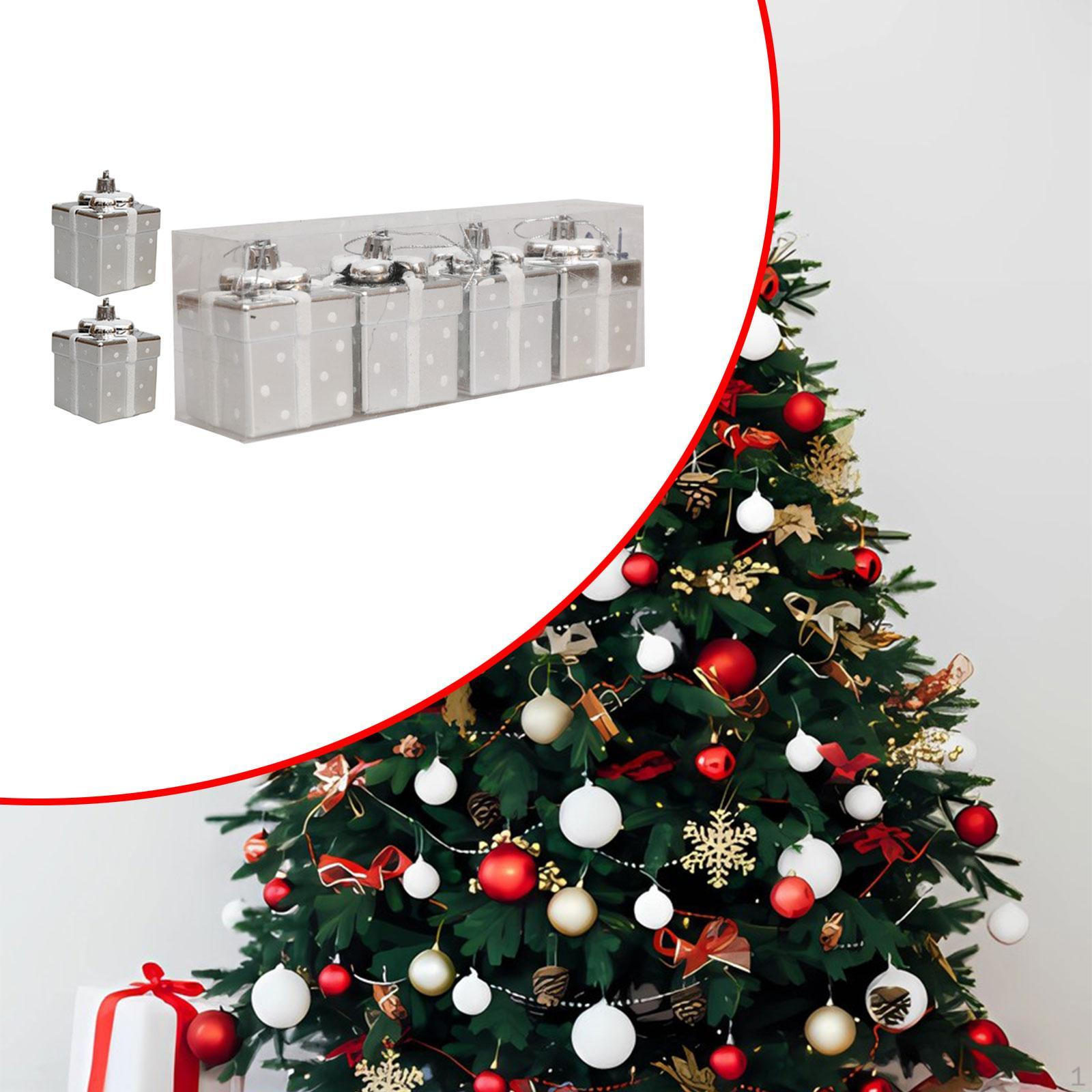 

4 шт. Подарочная коробка, подвесные украшения, украшение на рождественскую елку, декоративные рождественские подвески, праздничные принадлежности серебряный