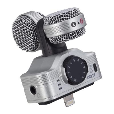 Zoom Mikrofon IQ7 dla mikrofonu zewnętrznego dla MS Stereo Kompaktowy Złącze Lightning Kompatybilny iPhone/iPad, Smartfon, Mikrofon, Srebrny,