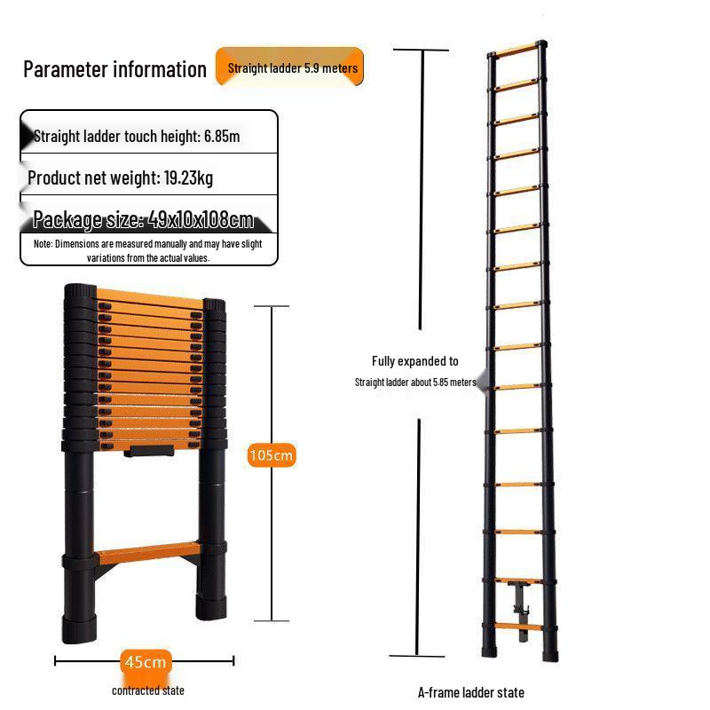 Stainless Steel Telescopic Aluminum Alloy Folding Step Ladder