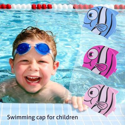 Cartoon Haai Zwemmuts Kinderen Silicone Kinderen Zwembadmuts Oorbescherming Waterdichte Zwemuitrusting Voor Jongens En Gir