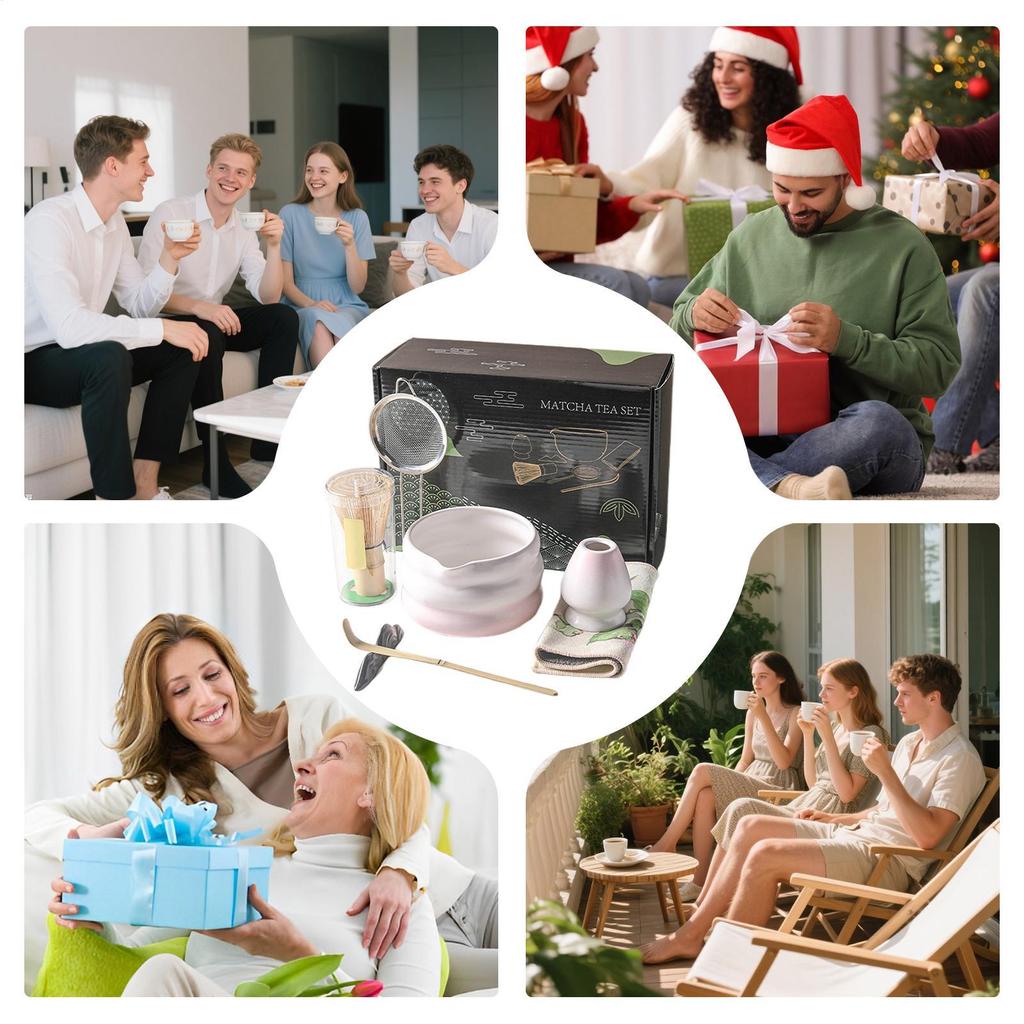 Matcha Whisk Set 7Pcs/set Kitchen Whisk And Bowl Set Japanese Tea Kit With Strainer Spoon Holder Scoop For Tea Lovers