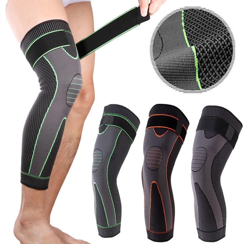 

Эластичные нескользящие наколенники с длинными рукавами, бандажные наколенники под давлением, теплая защита ног для бега, спорта