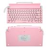 Clavier Mécanique 83 Touches Contrôle par Bouton Rotatif Touches Rondes Ergonomique Plug and Play 3 Modes Clavier Sans Fil pour Téléphone Ordinateur Portable