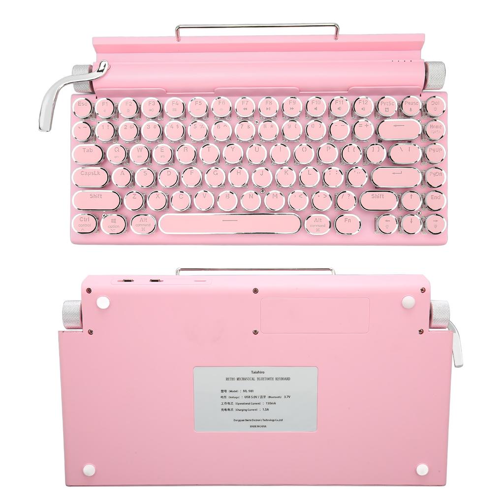 Clavier Mécanique 83 Touches Contrôle par Bouton Rotatif Touches Rondes Ergonomique Plug and Play 3 Modes Clavier Sans Fil pour Téléphone Ordinateur Portable