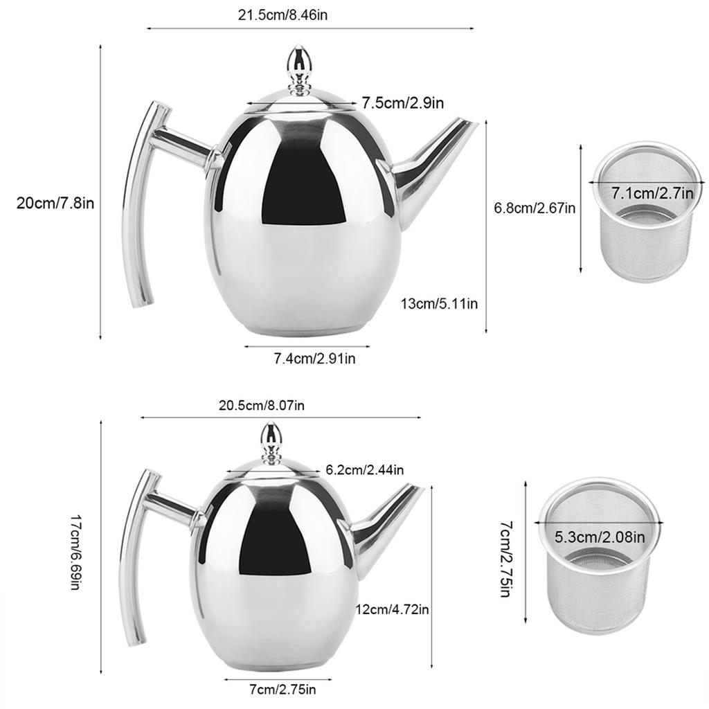 Hervidor de Acero Inoxidable Tetera de Acero Inoxidable Tetera para Té Café Agua Contenedor con Filtro de Malla Extraíble Hervidor de Agua para Café