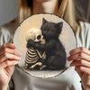 Metal Poster Wall Art Black Cat Skull Vintage Sign for Bar Home Decor