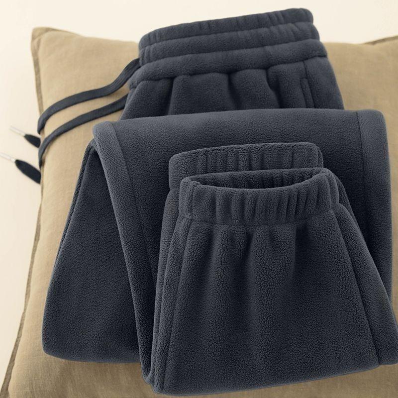 Unisex Heavyweight Fleece Windproof Sweatpants - Thick, Warm, Cuffed Outdoor Pants for Autumn and Winter