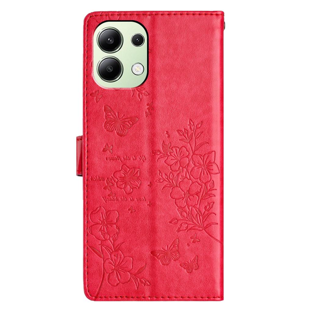 For Xiaomi Redmi Note 13 4G Leather Case Butterfly Floral Imprint Wallet Phone Shell