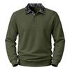 Mens Paisley Pattern Fleece Long Sleeve Polo Shirt American High Street Style