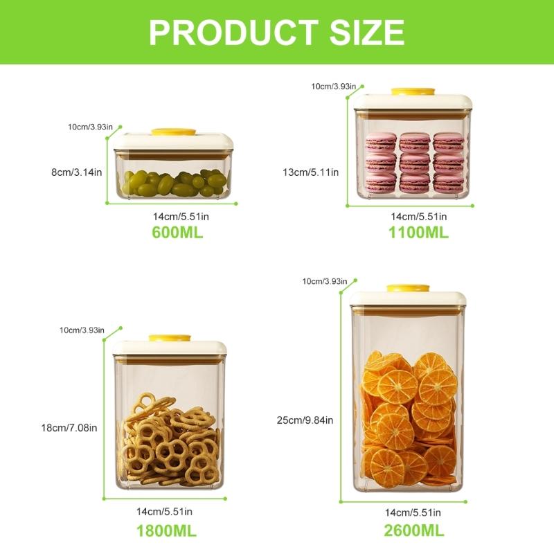Space Saving Square Plastic Food Preservation Container Press Lock Vacuum Seal Technology for Coffee Snacks Storage
