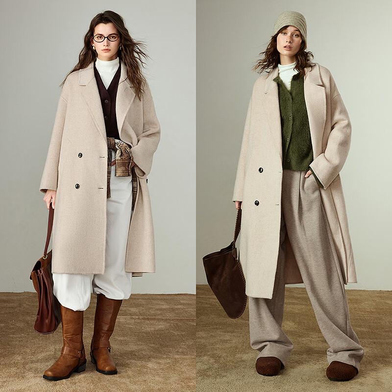 Chuyu Women's 2025 Winter Luxury Camel Wool Blend Long Overcoat