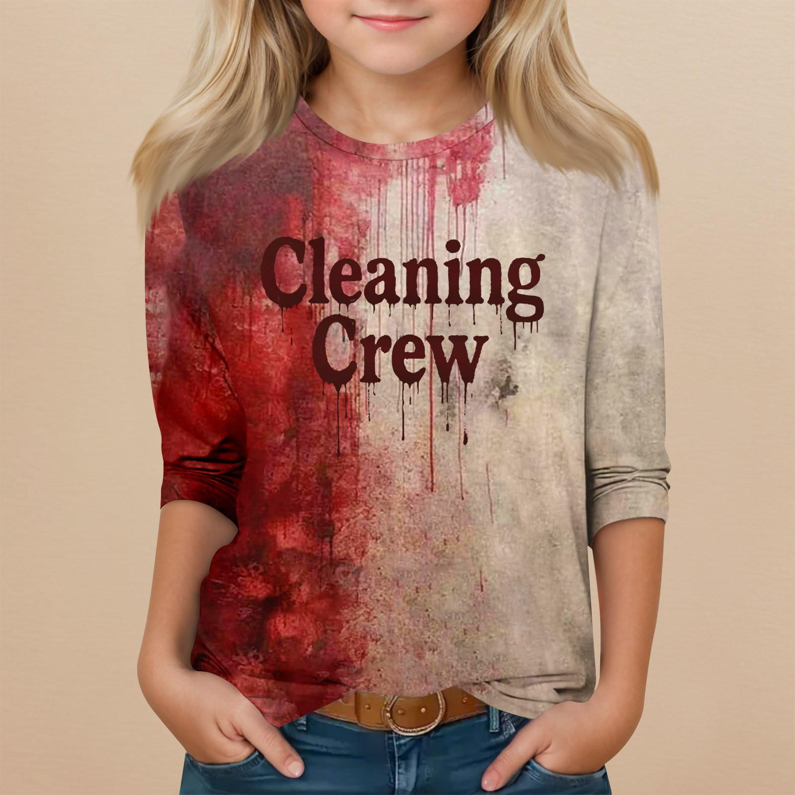 

Детский топ с рукавом 3/4 и круглым вырезом, с принтом на Хэллоуин, повседневный 140