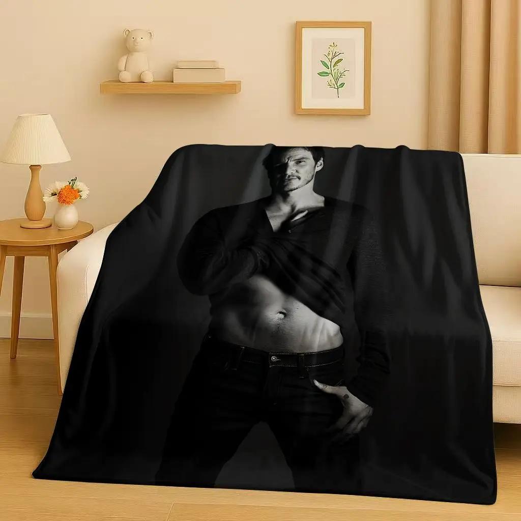 Fashion Pedro Pascal Handsome Actor Flannel Blanket,Ultra Soft Warm Plush Throw for Home Bedroom Bed Sofa Cover Kids Picnic Gift