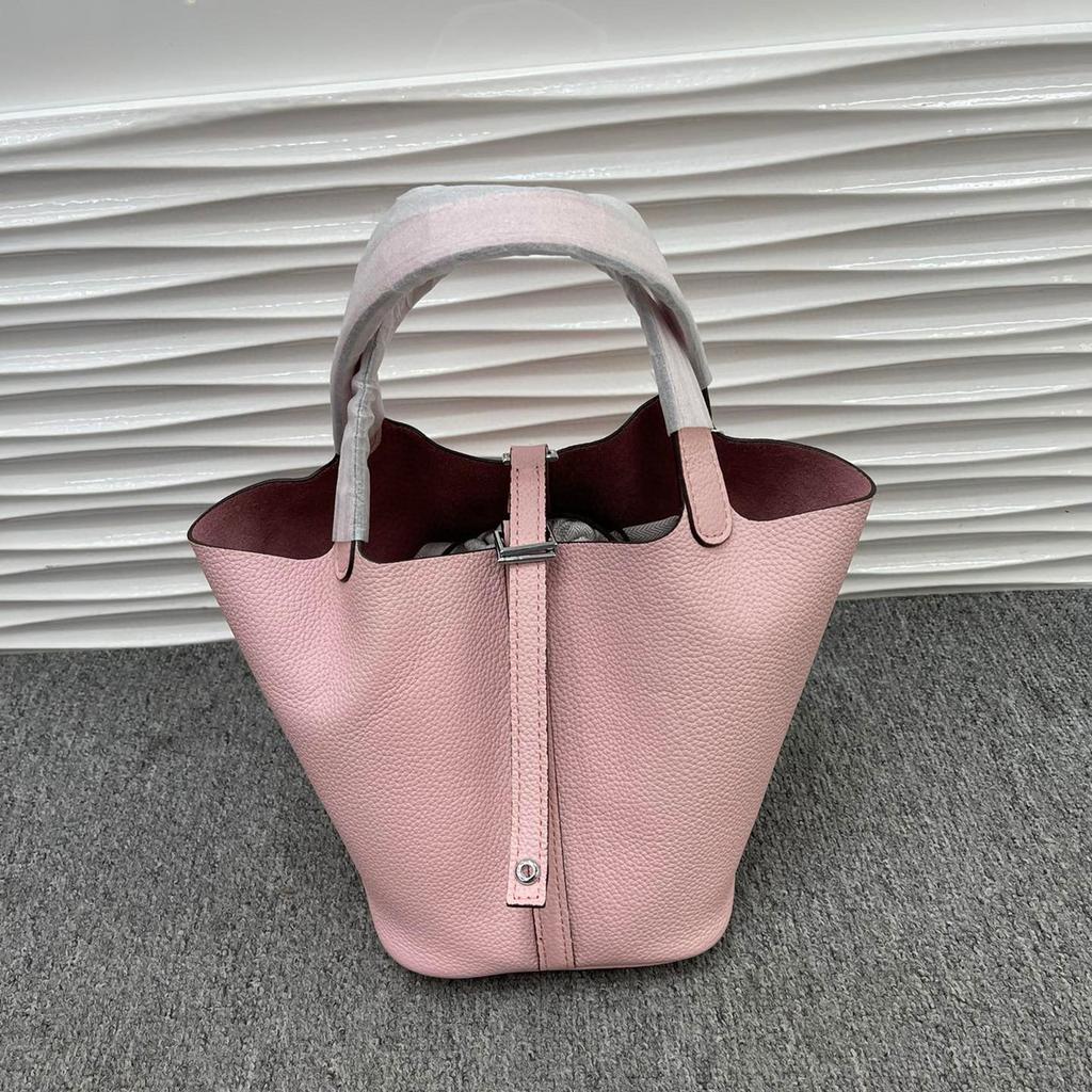 Damenhandtasche Togo-Leder Farbabstimmung Gemüsekorb Große Kapazität Handtasche Rindsleder Litschi-Muster Tasche Damen Kontrastfarbe Handtasche