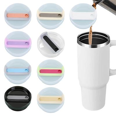 40-oz-Becher, Klappdeckel mit Strohhalm, auslaufsicher, spritzwassergeschützt, auslaufsicherer Becherdeckel, wiederverwendbare Abdeckung, BPA-frei, spülmaschinenfest, universeller Becherdeckel