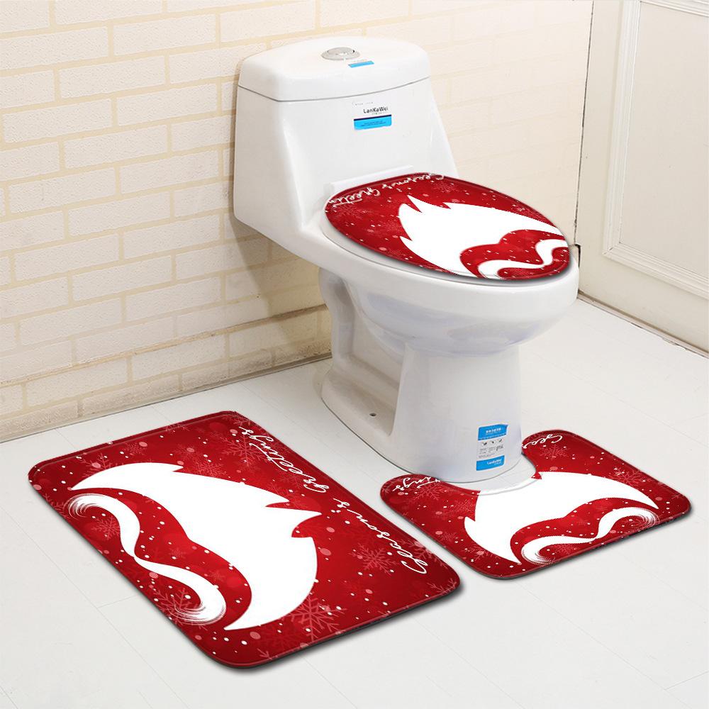 Weihnachts-Badezimmer-Bodenmatte Toilette Dreiteiliges Set