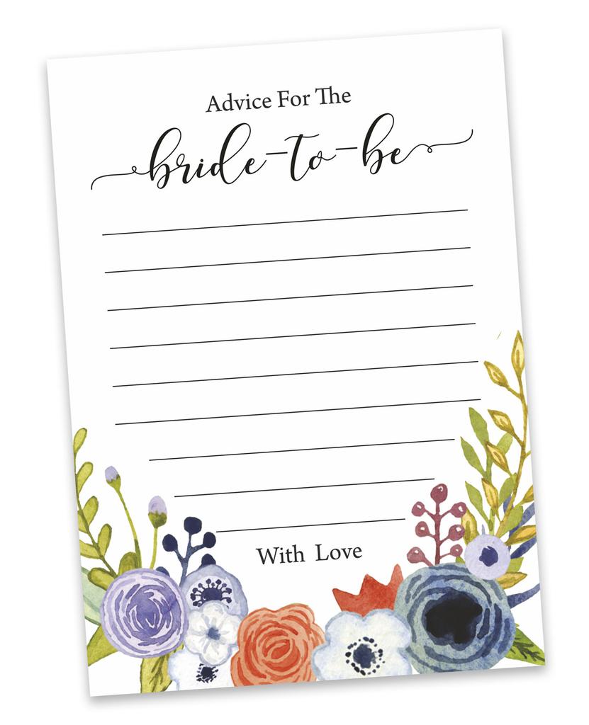 Inkdotpot Advice For The BrideA  CardsA  Set Of 50A  FloralA  Bridal Shower Activity