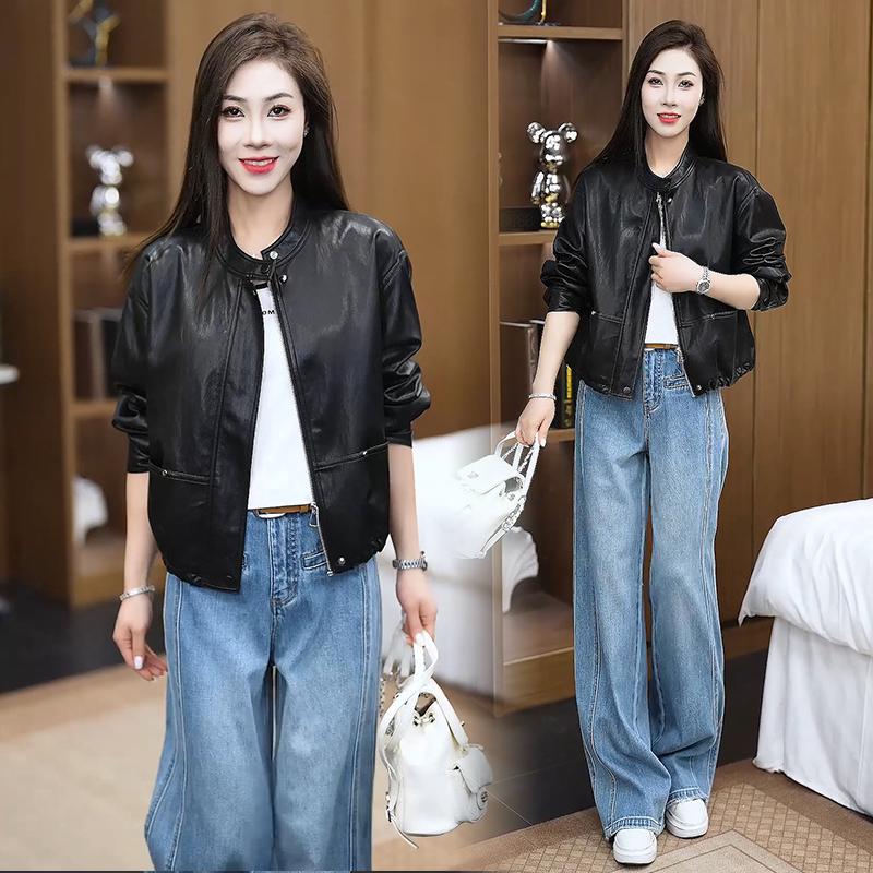 

Trendy Women s Slimming PU Leather Motorcycle Jacket - Spring 2026 Collection S [80-100 lbs] чёрный