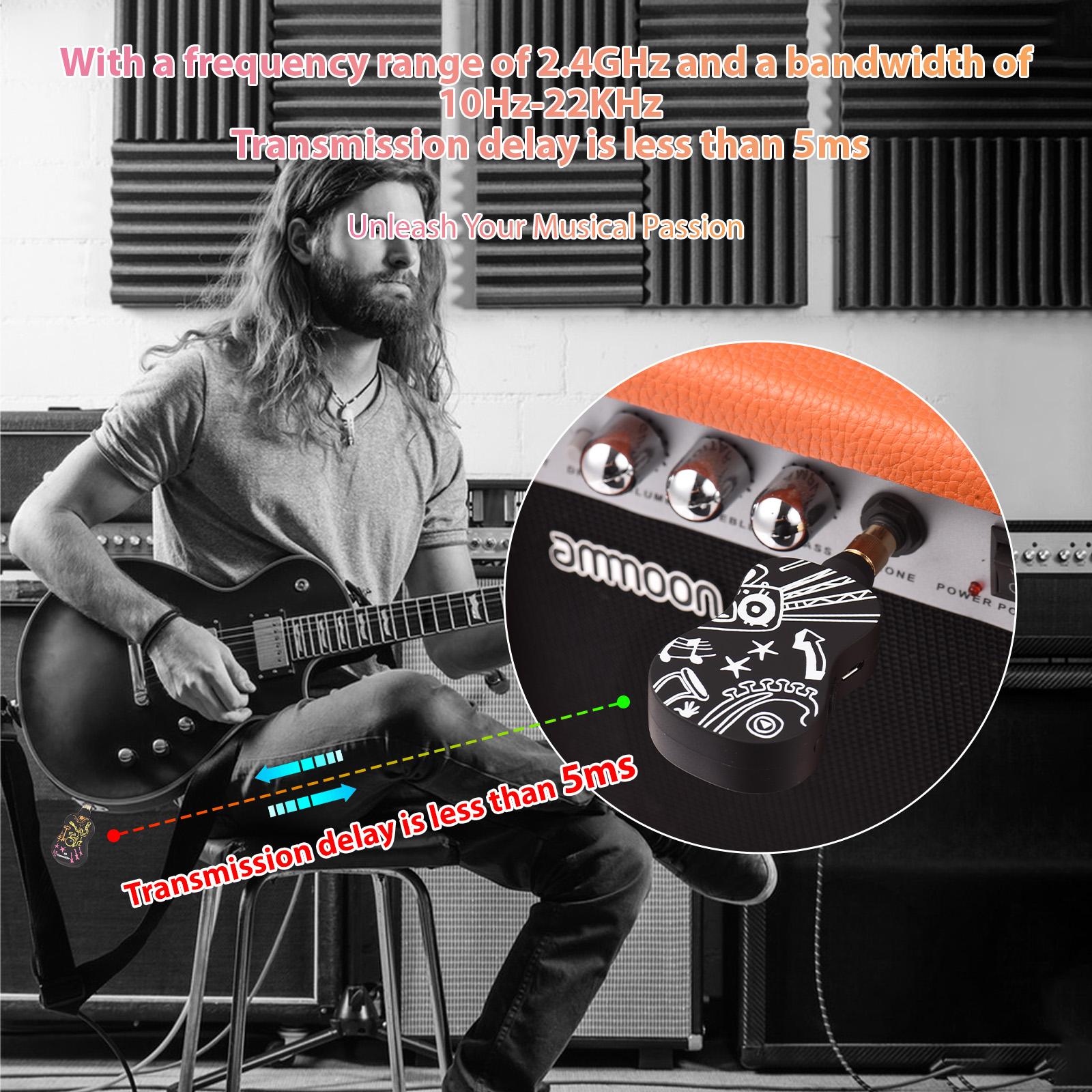 

Беспроводная гитарная система 2,4 ГГц, перезаряжаемая, штекер 3,5 мм, комплект передатчика и приемника для электрогитары, бас-гитары, электрогитары чёрный