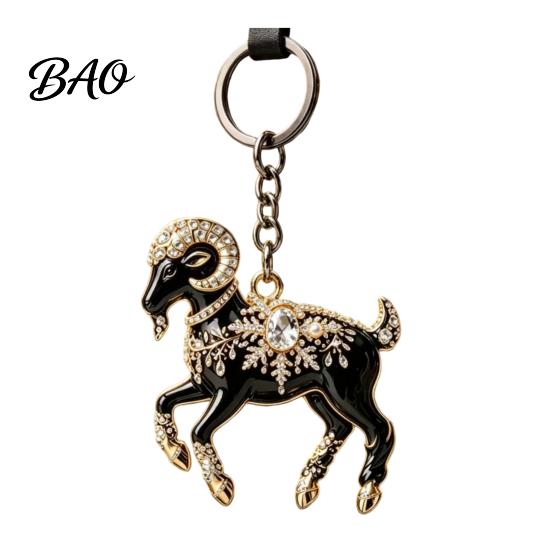 Sheep Accessory Acrylic Black Keyhcain, Goat Shaped Car Key Cartoon Keychain Ring Pendant, Backpack Handbag Charm Hanging Decoration