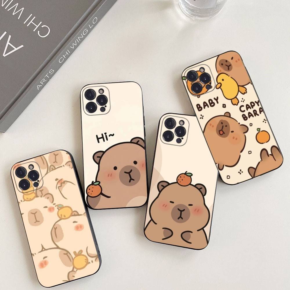 Cartoon Capybara Phone Case For IPhone 17 16 15 14 11 12 13 Mini Pro XS Max Plus Funda Shell