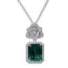 Women Jewelry Set Emerald Camellia Full Diamond Earrings Pendant Necklace Rose Ring Luxury Gift