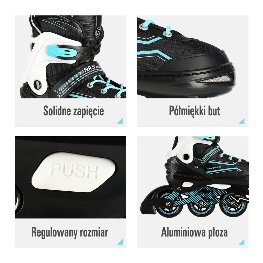 Na1169A Turkusowe Rozm. L(39-42) Łyżworolki Nils Extreme