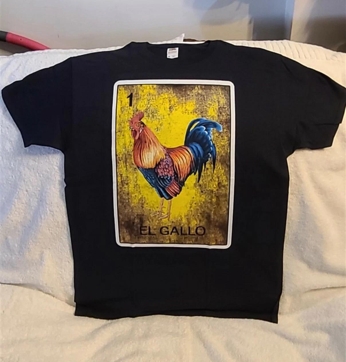 

EL GALLO ROOSTER MEXICO MEXICAN LOTERIA BINGO LOTTERY NUMBER 1 FUNNY T-shirt L