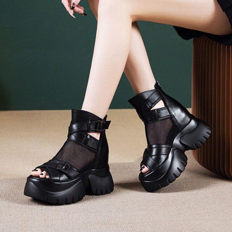 High-top Women's Shoes, Short Boots, Perforated and Breathable Mesh Upper Shoes, Sandals Devotion