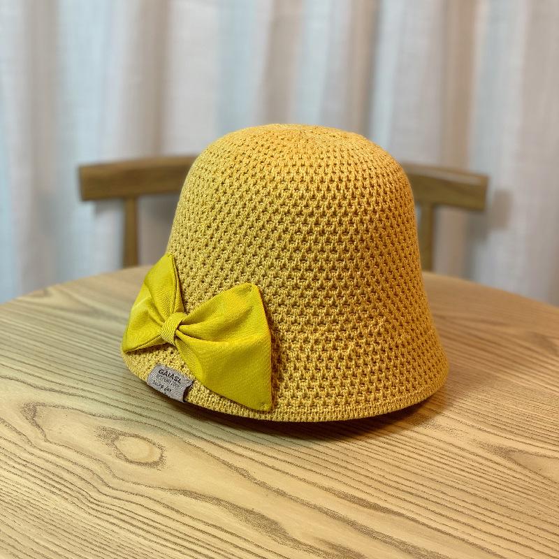 Korean Ladys Hat Foldable Sunblock Beach Hat Bow Big Brim Fishermans Hat