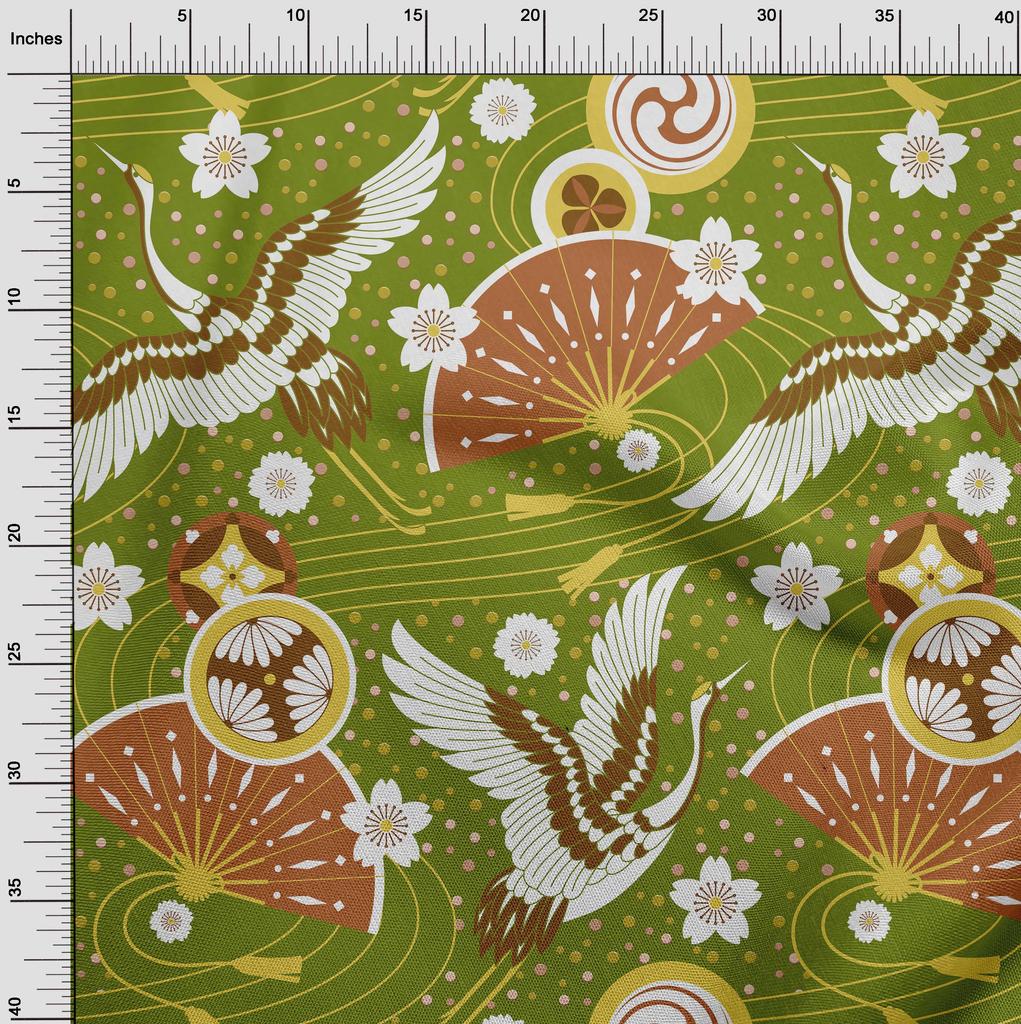 oneOone Cotton Flex Dark Gray Fabric Asian Japanese Pattern Sewing Material Print Fabric By The Yard 40 Inch