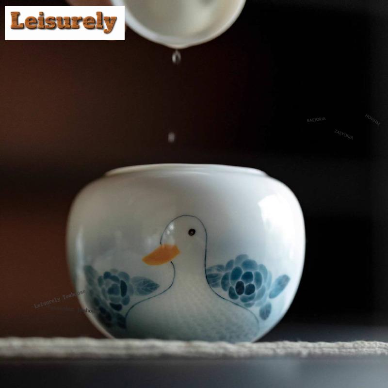 Hand-painted Lucky Duck Jianshui Tea Wash Writing-brush Washer Water Washing Slag Tank Household Chaxi Cafes Accessories Craft