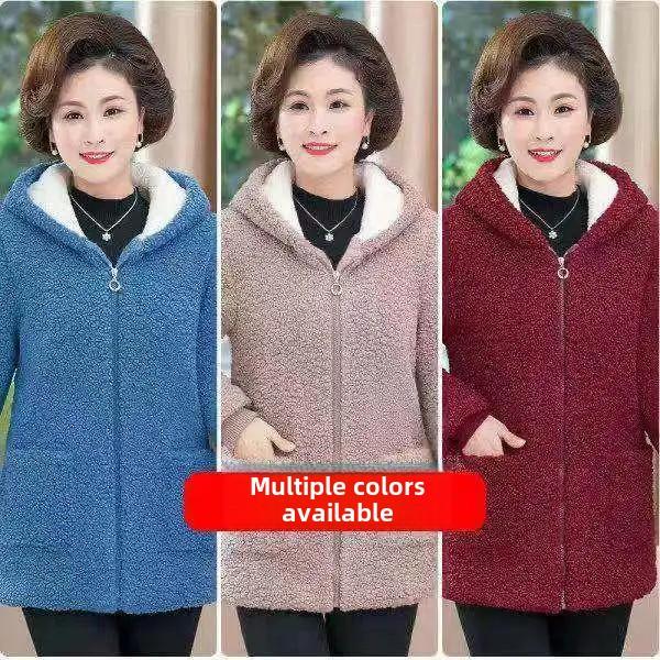 Sale Of The Season Women's Winter Jacket Fleece Lined Thickened Hooded Coat Stylish Middle-Aged Fashion Large Size Casua