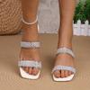Fashion open-toe square-toe high-heeled shoes for women's outward wear Summer new stiletto pearl sheer belt sandals and slippers