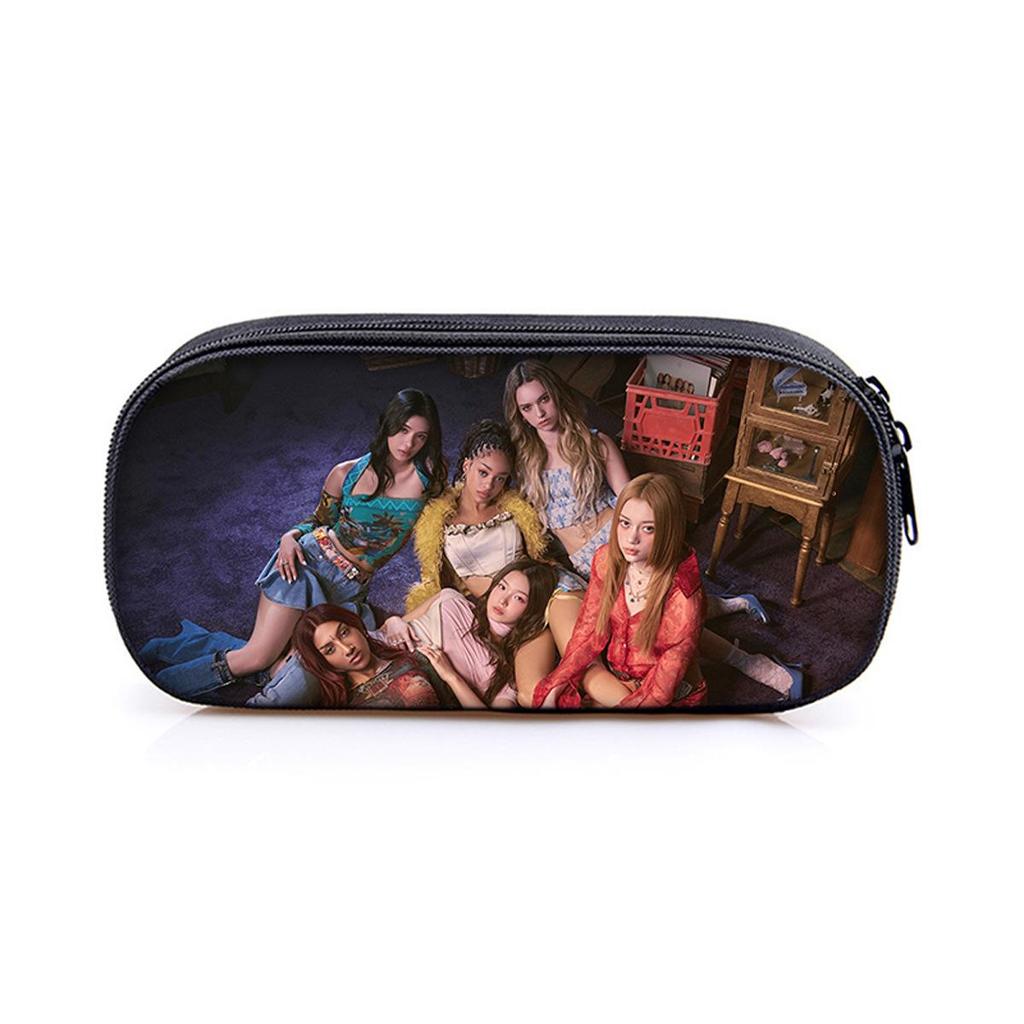 Kpop Catseye Student Pencil Case with Compartments - DIY Storage Stationery Bag