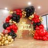 187/140pcs Red, Black, and Gold with Exploding Star Balloon Arch Set, Suitable for Birthday and Christmas Decoration
