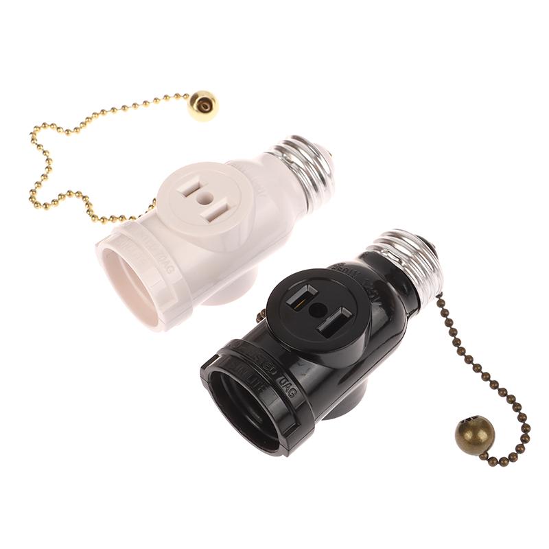 White Black Bakelite L5-15R Us To E26 Light Bulb Socket With 15Cm Pull Chain Switch America Lamp Holder Conversion Base