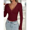 Women's Y2K Temperament Slim Solid Color Long-sleeved Top Tshirt