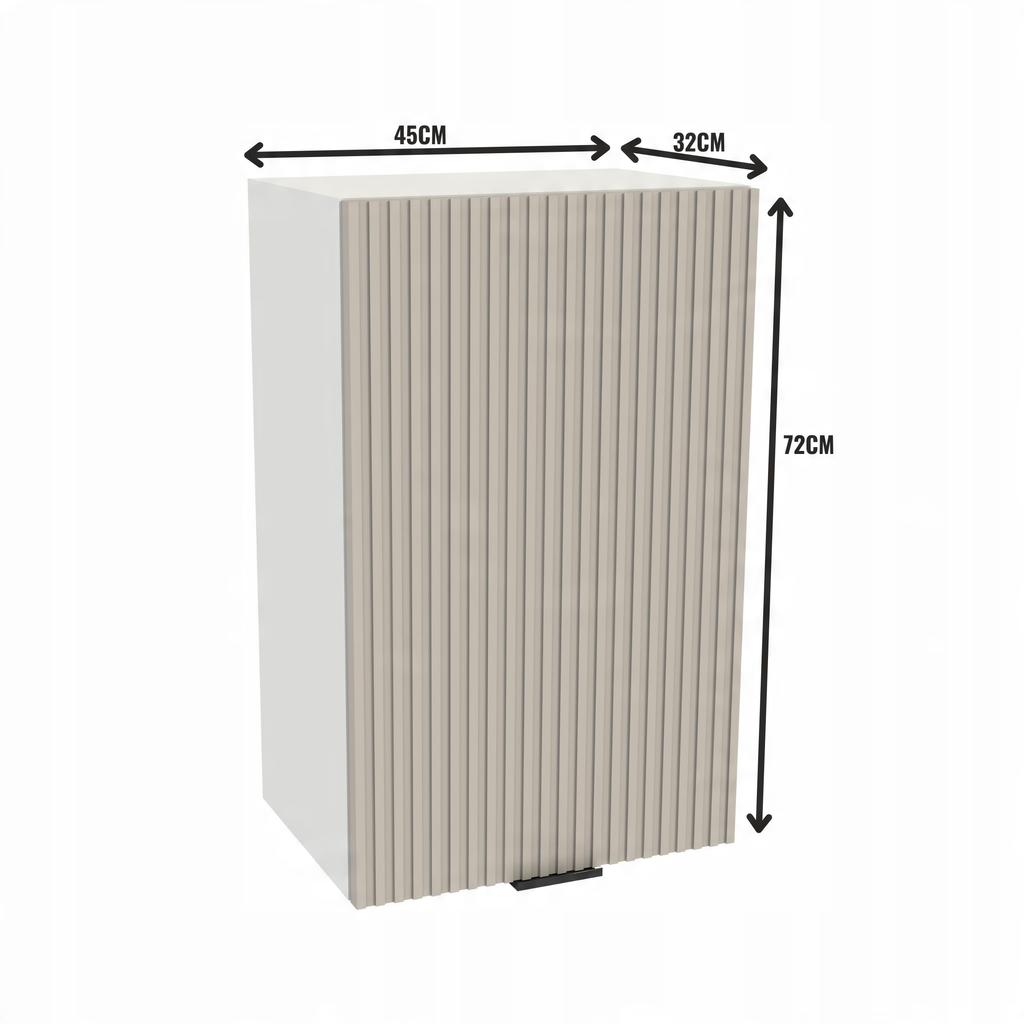 Upper Kitchen Cabinet 45/72 Vigo Body White Front Grooved Cashmere Matte
