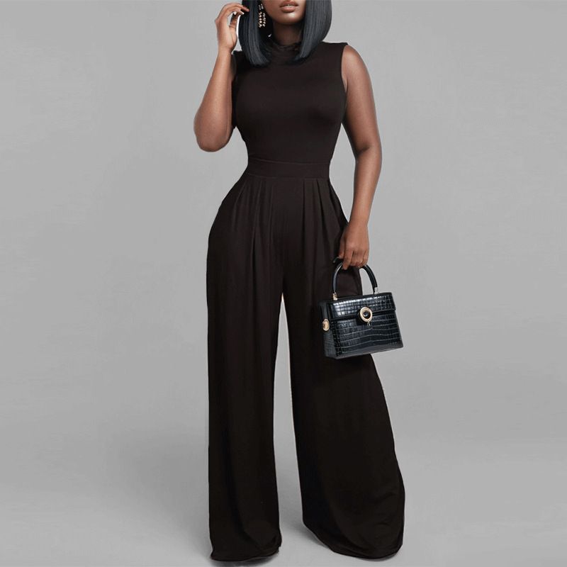 

2025 Приталенный Женский Комбинезон без рукавов с принтом Black M