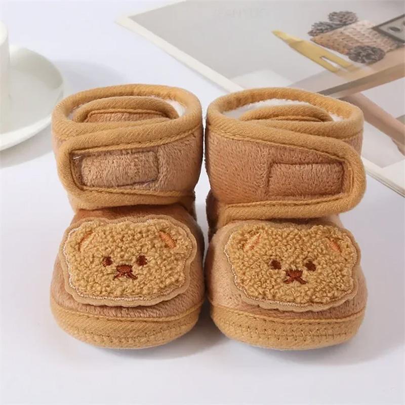 Cute Bear Baby Shoes Cartoon Soft Soled Snow Boots for Infant Boy Girl Autumn Winter Warm Thicken Plush Kids First Walkers 0-18M