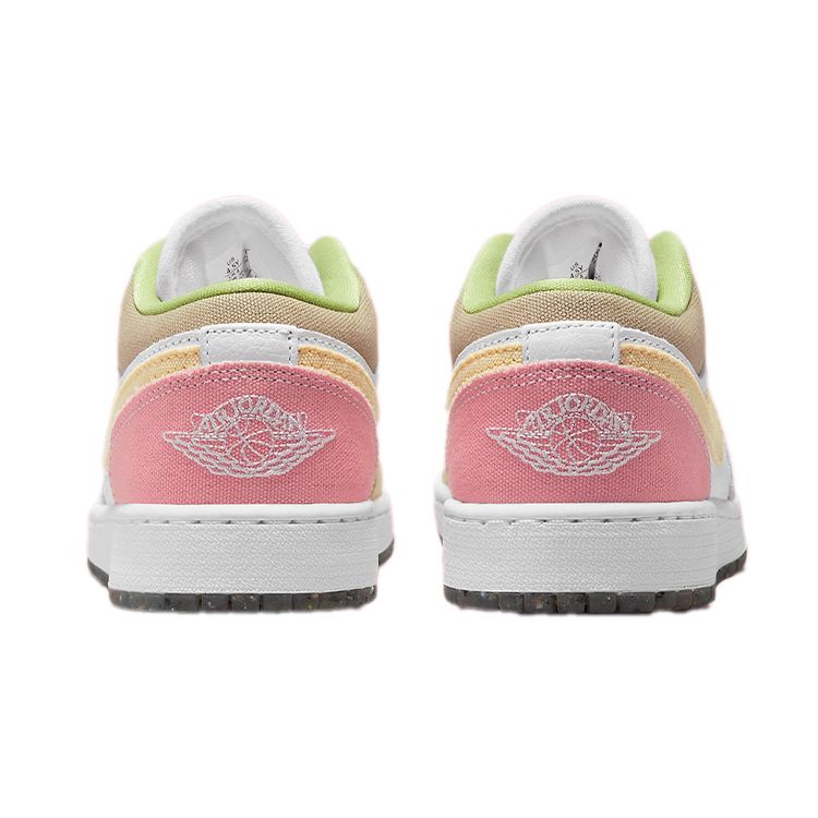 Air Jordan 1 Low SE GS Pastel Grind Sneakers per Bambini Bianco Verde-Vivace DJ0341-100