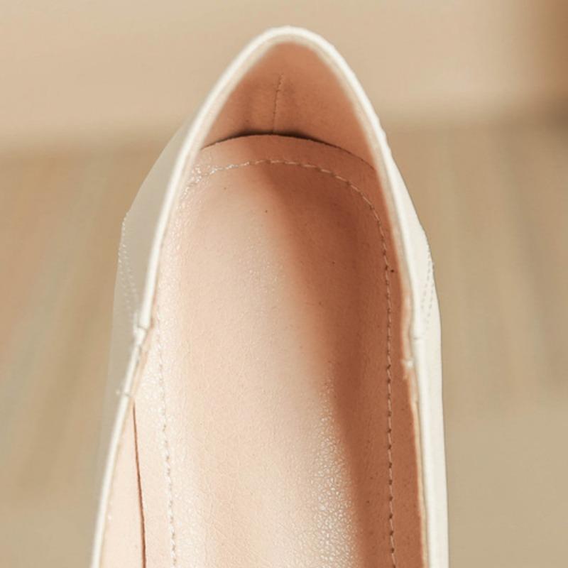 Low-heeled Work Professional Leather Shoes Flat-bottomed Shallow-mouth Thick-heeled Single Shoes Temperament All-match High-heeled Shoes
