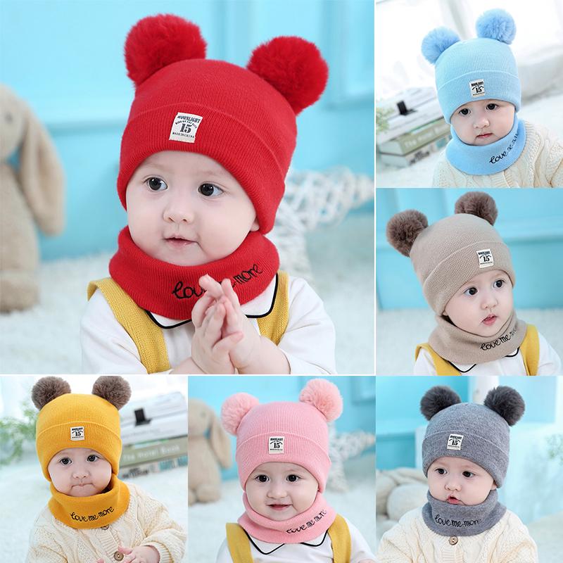 Buy Kids Winter Accessories Knit Hat Set Crochet Cap Casual Warm ...