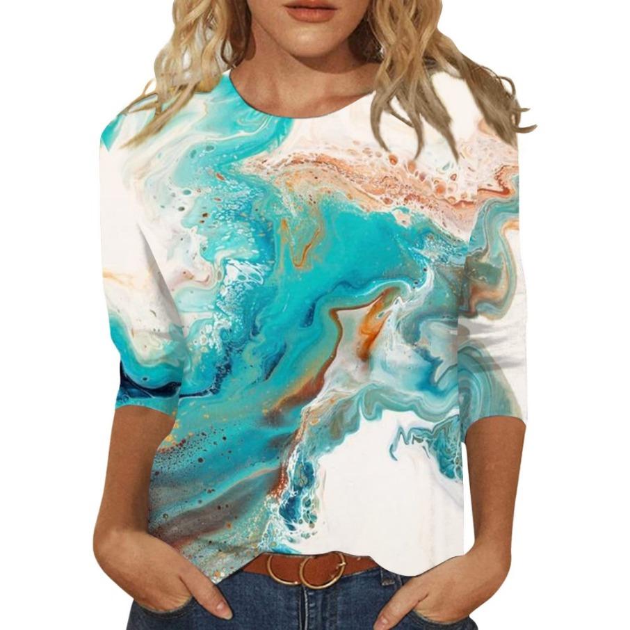 Graffiti Design 3D Digital Printing Women's Casual Fashion Round Neck Long Sleeve T-shirt