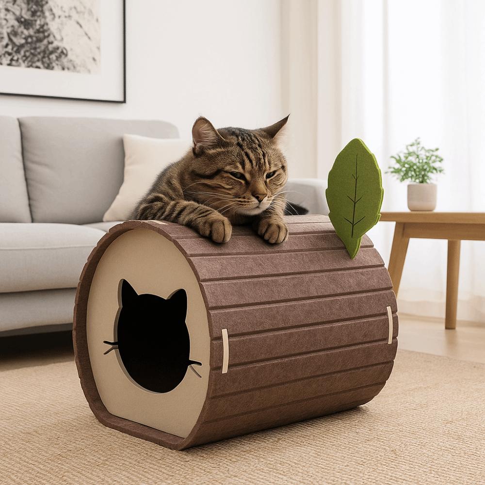 Fun Felt Cave Cat House Tree Hole Foldable Cat Scratching Post Semi-enclosed Wear-resistant Cat Bed For Cat Scratching/sleeping