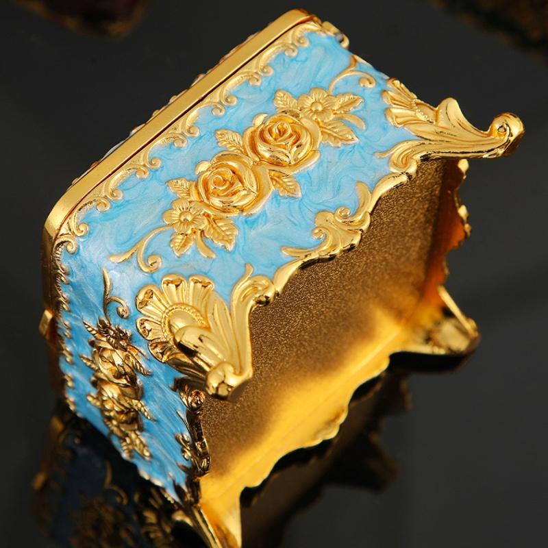 Mini Jewelry Storage Box Portable Square Organizer, Necklace Enamel Alloy Travel Storage Earrings Ring Dressing Table Display