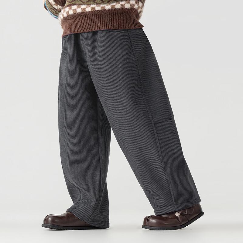Boys' Fleece-Lined Corduroy Wide-Leg Casual Pants