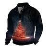 Men's Christmas Cotton Pullover Long Sleeve Outdoor Shirt Vintage Corduroy Button Stand Collar Shirt Casual Sweatshirt Christmas Print Top