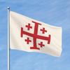 1 pièce Drapeau de la Croix Catholique de Jérusalem Multi-Tailles - Design Cramoisi et Doré avec Anneau d'Accrochage, Drapeau de Jardin Extérieur pour Accrochage Facile, Décoration Religieuse Durable